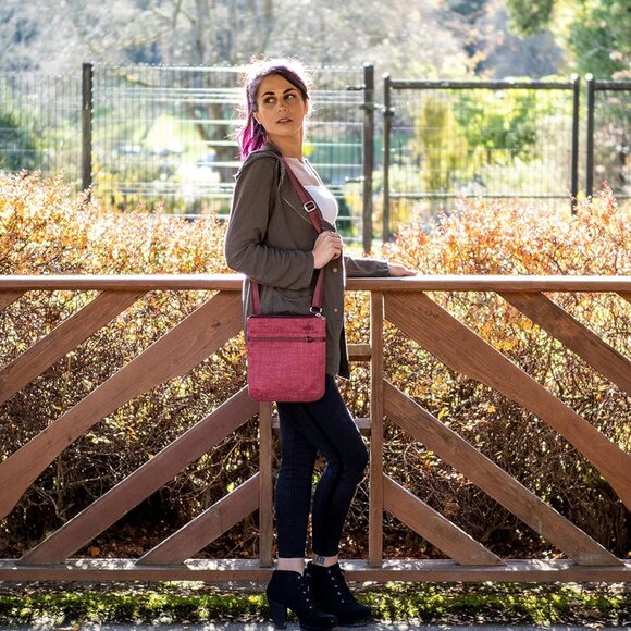 Women's Small Eco-Friendly RFID Blocking Crossbody Travel Bag with 6 Compartment - Picture 7 of 8